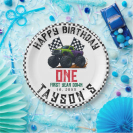 Prato De Papel Monster Trucks 1st Birthday Vroom Party