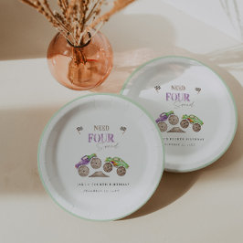 Prato De Papel Monster Trucks de Papel Verde Roxo