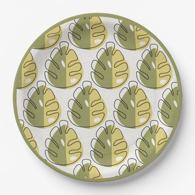 Prato De Papel Monstera Leaves – Green (Frente)