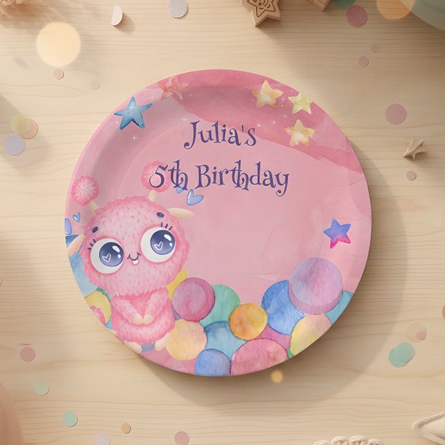 Prato De Papel Monstrinho Fofo aniversário de crianças (Criador carregado)