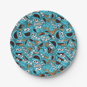 Prato De Papel Monstro de cookies   Padrão Nom Nom Nom