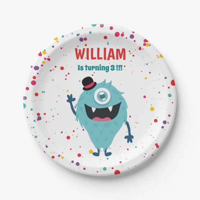 Prato De Papel Monstro Pequeno Monstros (Frente)