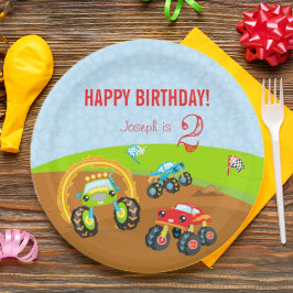 Prato De Papel Monstros Coloridos do Aniversário com Idade do Nom