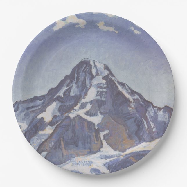 Prato De Papel Montanha Monge Com Nuvens (Ferdinand Hodler) (Frente)