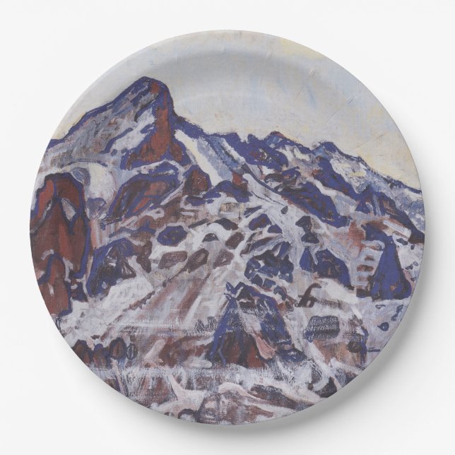 Prato De Papel Montanha Wetterhorn (Paisagem de inverno de neve) (Frente)