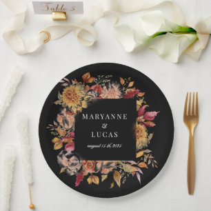 Prato De Papel Moody Autumn Floral Monograma