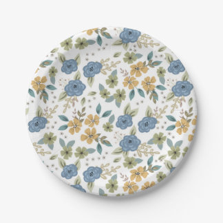 Prato De Papel Moody Blues Floral Party Plate