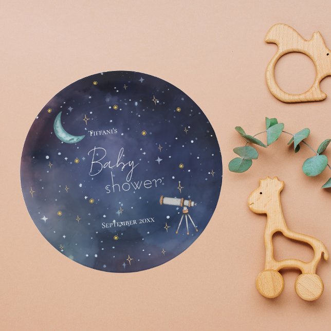 Prato De Papel Moody Celestial Sky Moon & Stars Chá de fraldas (Criador carregado)