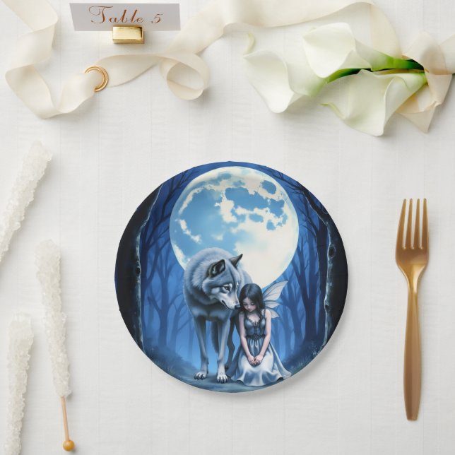 Prato De Papel Moonlit Bond – The Wolf and the Gothic Fairy.   (Casamento)