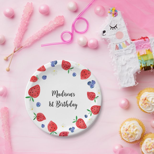 Prato De Papel Morango Aroma Aroma Berry Aniversário Doce (Festa)