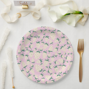 Prato De Papel Morango Branco Pineberry CHUVEIRO DE NOIVA PERSONA