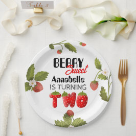 Prato De Papel Morango Segundo Aniversário
