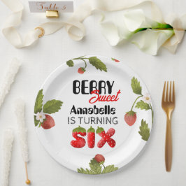 Prato De Papel Morango Sexto Aniversário