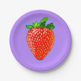 Prato De Papel Morango Vermelho no Estilo de Arte Pop