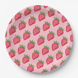 Prato De Papel Morango Vermelho Rosa Doce