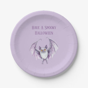 Prato De Papel Morcego Roxo Halloween Assustador