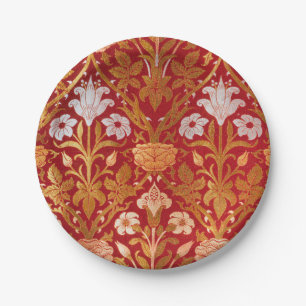 Prato De Papel Morris - Padrão Vintage 1893 Rosa e Lily Flower