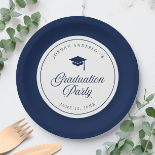 Prato De Papel Mortarboard de Graduação Edição Cor Script Festa d