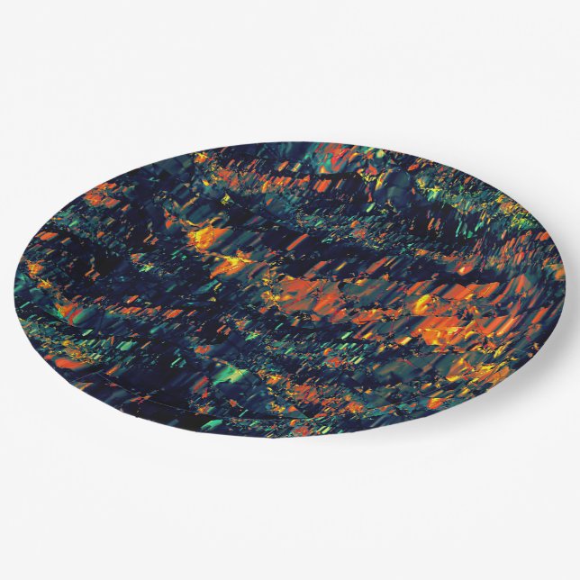 Prato De Papel Mosaico abstrato de fogueira deslocada em verde (Inclinado)