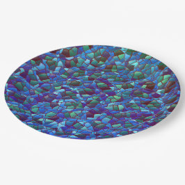 Prato De Papel Mosaico, de azul lilás fumado ou salgado e verde