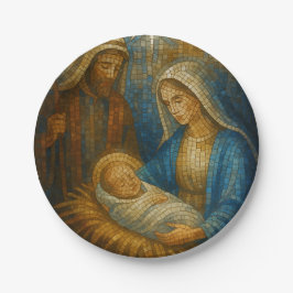 Prato De Papel Mosaico de Vitral da Natividade | Sagrada Família 