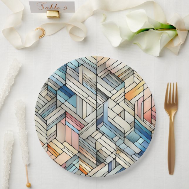 Prato De Papel Mosaico Geométrico (Casamento)