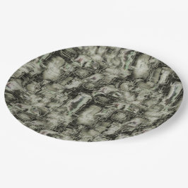 Prato De Papel mosaico gravado em abstrato em tons de cinza