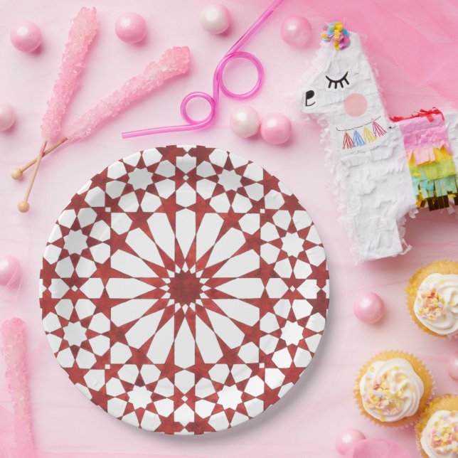 Prato De Papel Mosaïque andalouse rouge ALHAMBRA (Festa)