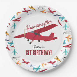 Prato De Papel Moscas de primeiro aniversario de avião