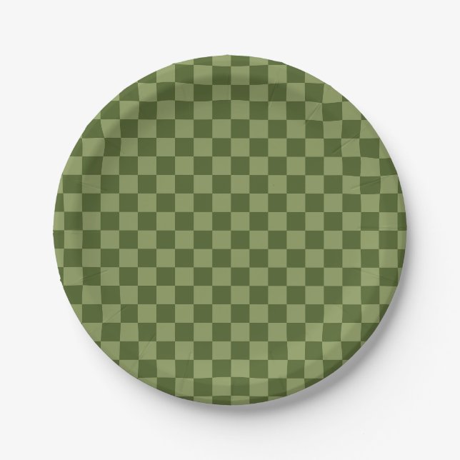 Prato De Papel Moss Green Checkerboard (Frente)