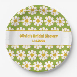 Prato De Papel Mostarda Floral de Mostarda e Verde