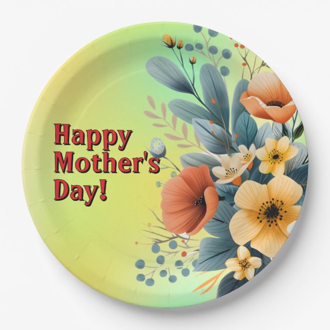 Prato De Papel Mother's Day Boho Flowers Clipart-61983 Keychain (Frente)