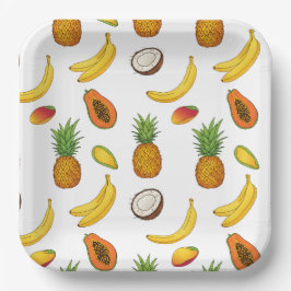 Prato De Papel Motif de fruits tropicaux