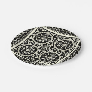 Prato De Papel Motif de Mandala Preto e Branco por Vision Studio