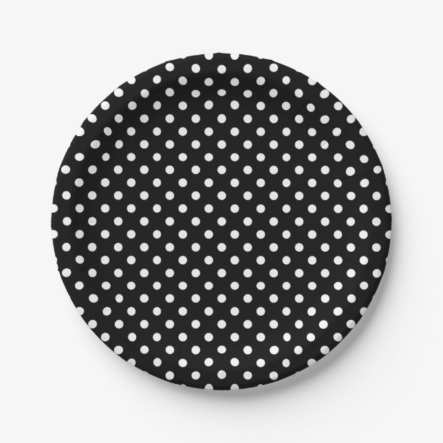 Prato De Papel Motif Pois Blanc Noir et blanc (Frente)