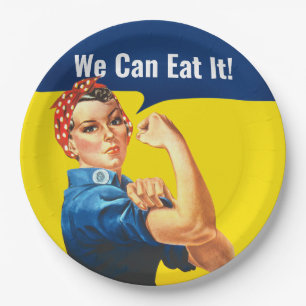 Prato De Papel Motivar "Rosie the Riveter" "Nós podemos comê-lo