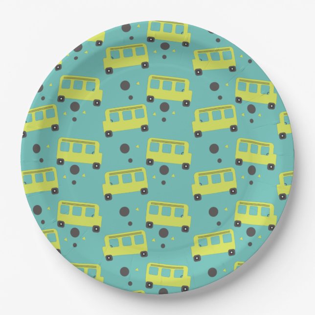 Prato De Papel Motorista de Ônibus Escolar Confete Amarelo Profes (Frente)