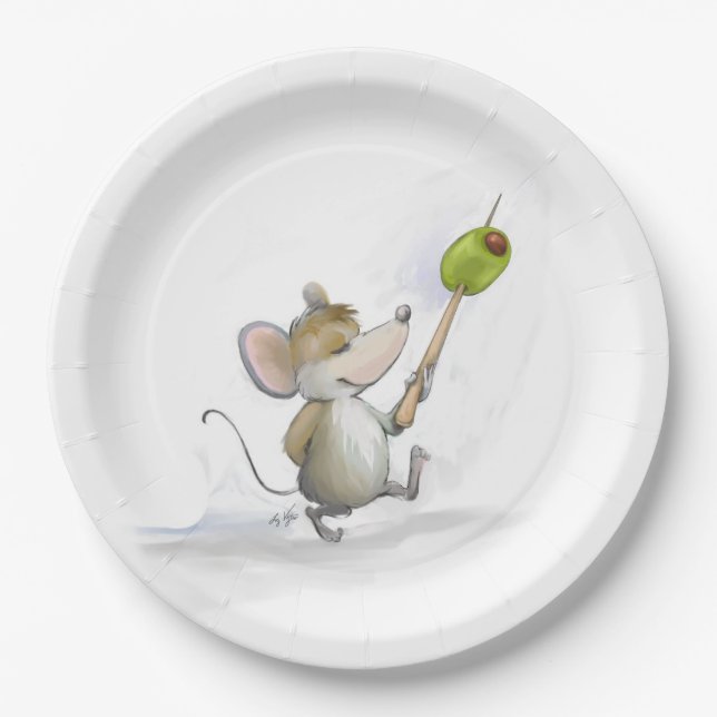 Prato De Papel Mouse de feliz com Placa de Papel Oleícola (Frente)