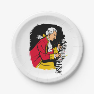 Prato De Papel Mozart joga o piano