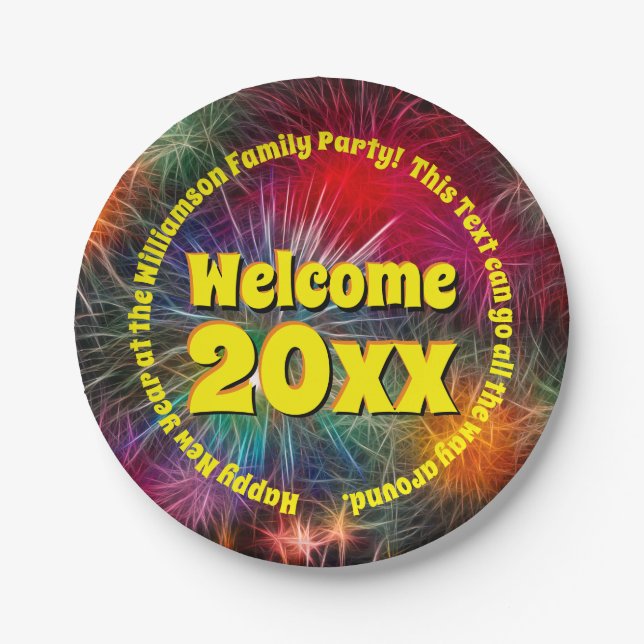 Prato De Papel Mudar Ano Editar Texto Adicionar Nome Ano Novo 20x (Frente)