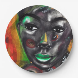 Prato De Papel Mulher Africana