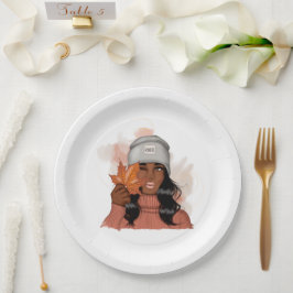 Prato De Papel Mulher Afro-Americana Dia de Ação de Graças