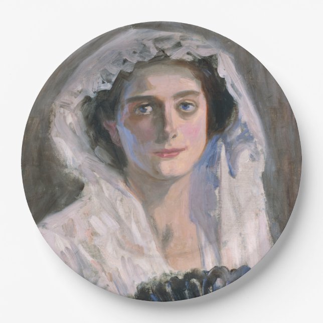 Prato De Papel Mulher legante com ventilador negro (Fujishima Tak (Frente)