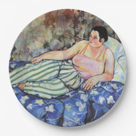 Prato De Papel Mulher no quarto azul (por Suzanne Valadon)