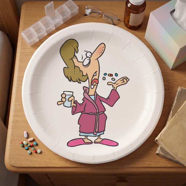 Prato De Papel Mulher Tomando Pílulas (Criador carregado)