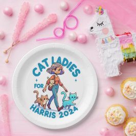 Prato De Papel Mulheres De Gato Caminham Com Kamala Harris Cute