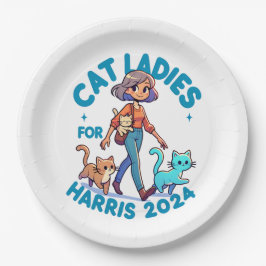 Prato De Papel Mulheres De Gato Caminham Com Kamala Harris Cute
