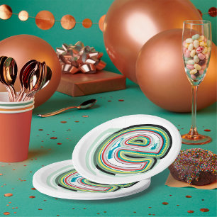 Prato De Papel Multicolor - Letra E Abstrato Moderna Tipografia