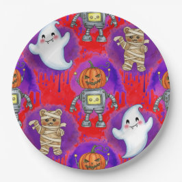 Prato De Papel Múmias, Fantasmas e Pumpkins, por Natasha Us