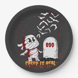 Prato De Papel Mummy at Grave Boo Halloween